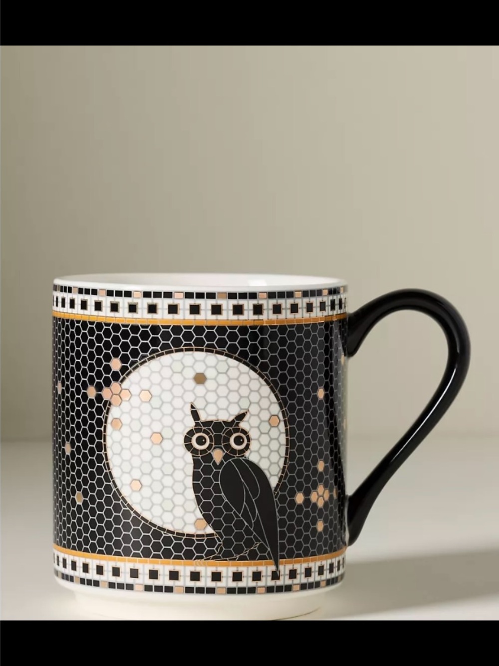 Bistro Tile 24K Owl Mug - Picture 2 of 7